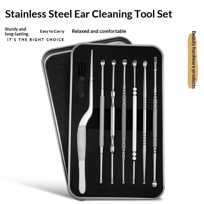 Stainless Steel Earwax Removal Tool Set 7 Piece Ear Care Kit_voghion.com