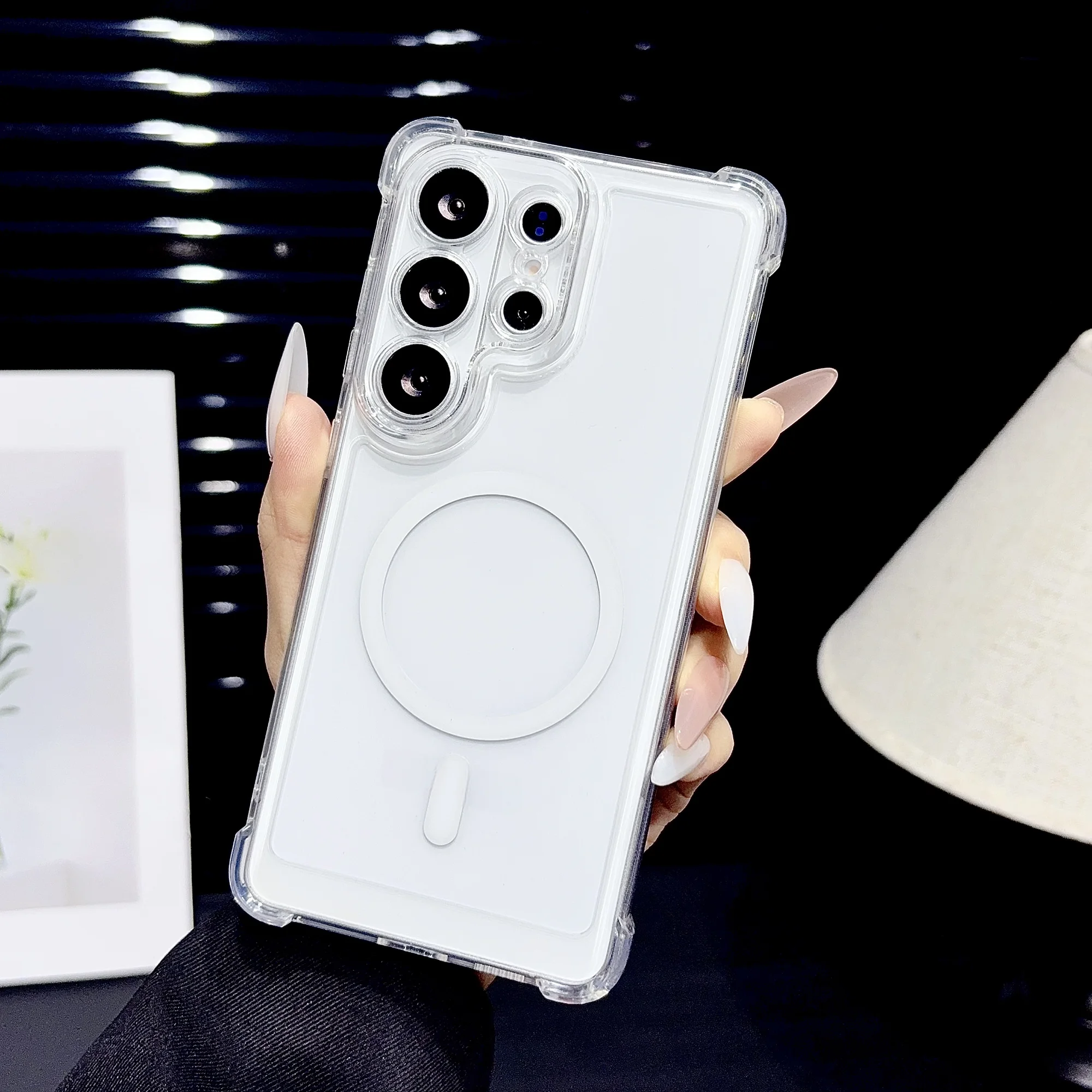 Air Cushion Shockproof Clear Magnetic Phone Case Cover