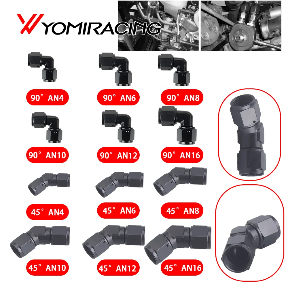 

Universal 45 90 Degree AN6 AN8 AN10 AN12 Female to AN6 AN8 AN10 Female Hydraulic hose Elbow Oil Cooler Fitting Hose Fittings