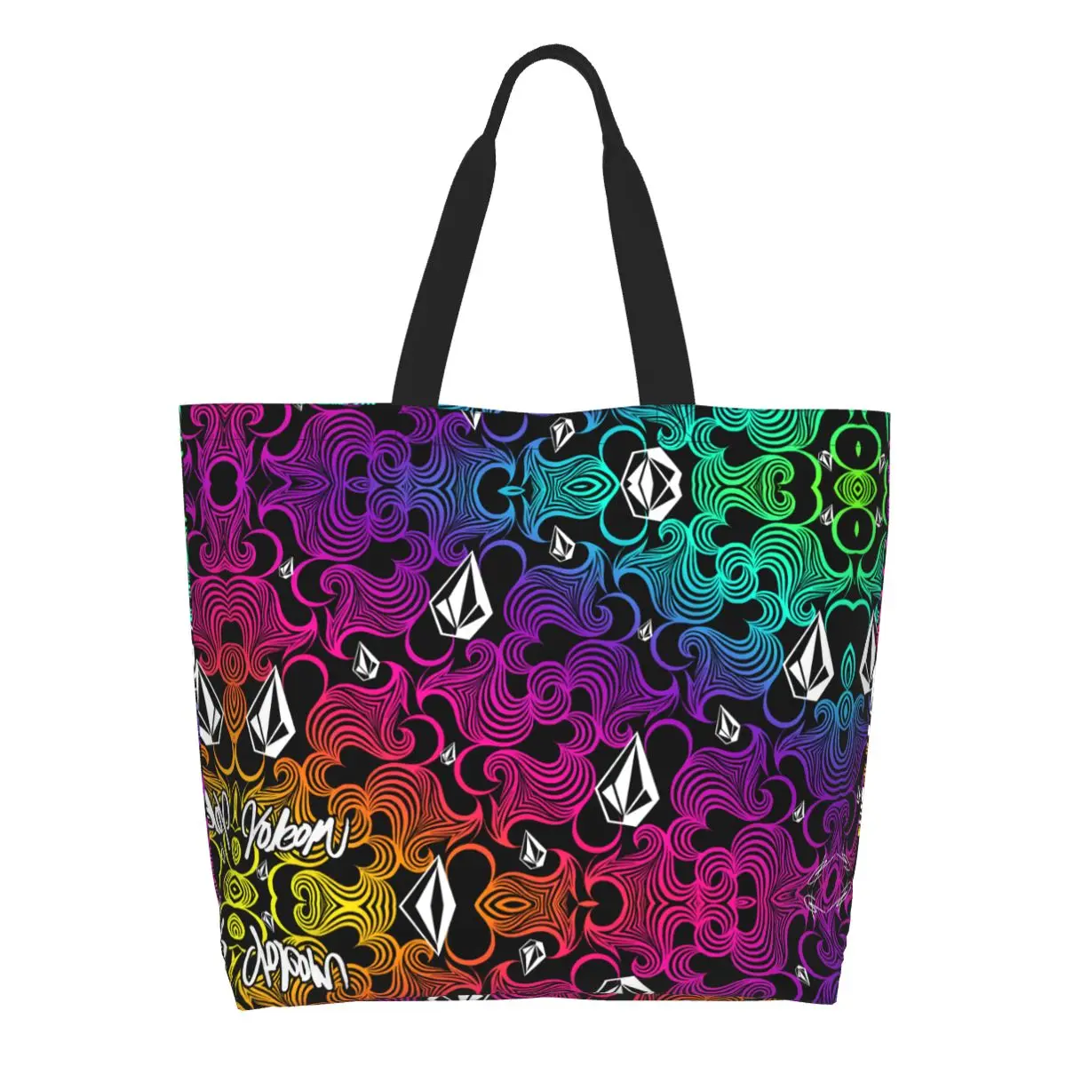 

Пользовательские Volcoms скейт алмазный камень шаблон холст хозяйственные сумки для женщин переработка большой емкости продуктовый шоппер тоут сумки