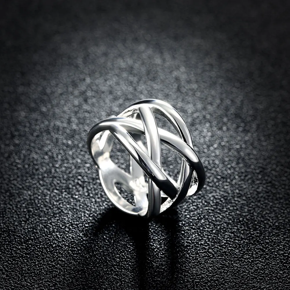 925 Sterling Silver Cross fishing net Rings for Women Men Size 6 7 8 9 10 Fashion party Wedding Jewelry Holiday gifts silver rings silver cross ring