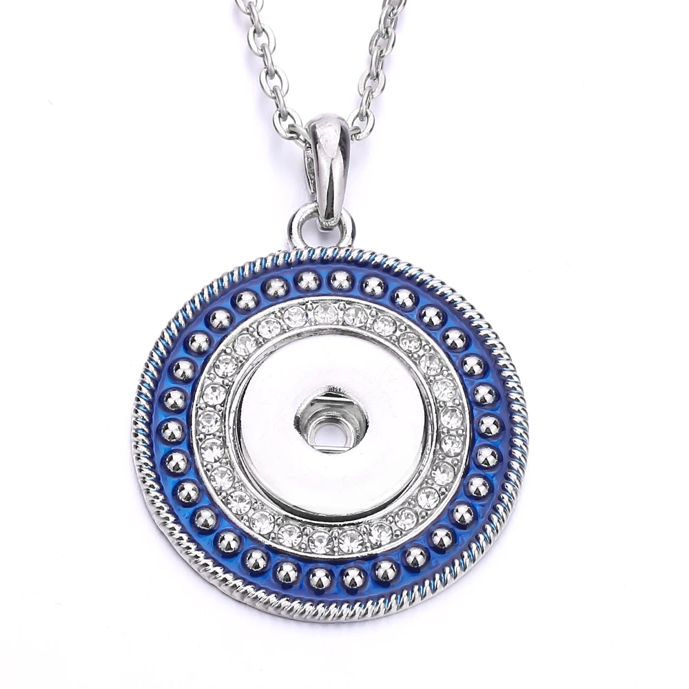 10pcs Vintage Round Metal 18mm Snap Necklace Fit Snaps Buttons Pendant Necklace For Women Jewelry
