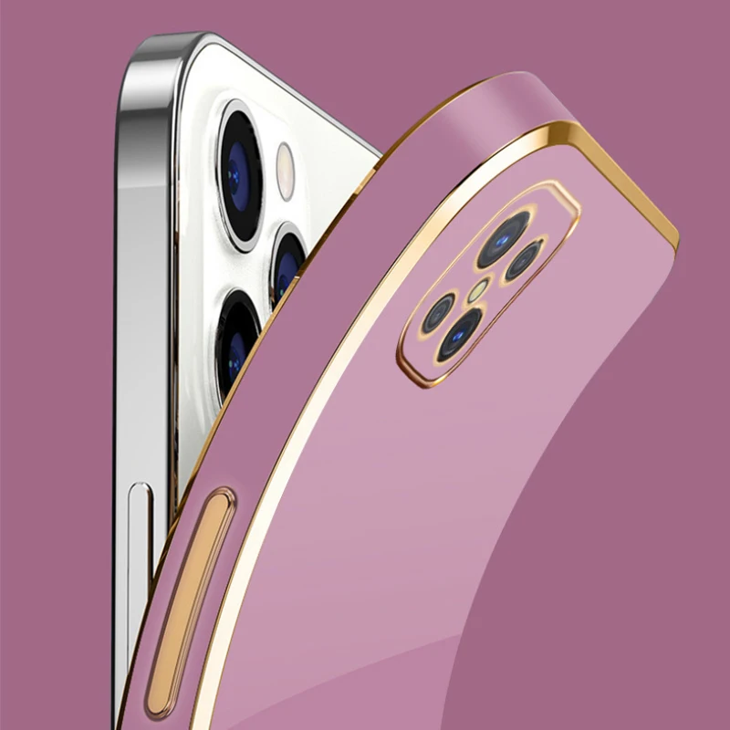 Luxury Square Plating Shockproof Silicone Phone Case Back Cover