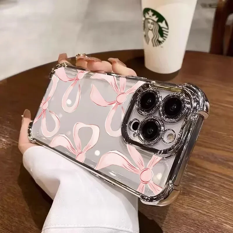 Elegant Romantic Bow Clear Shockproof Phone Case