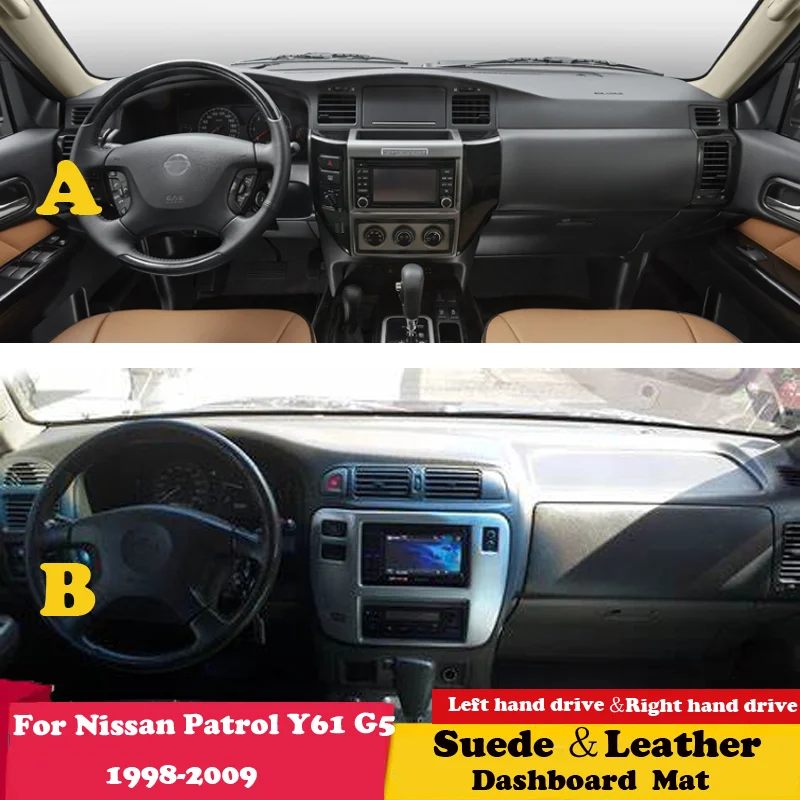 For Nissan Patrol Y61 G5 1998-2009 GRX GR V Suede Leather Dashmat Dashboard Cover Pad Dash Mat Carpet Car-Styling Accessories
