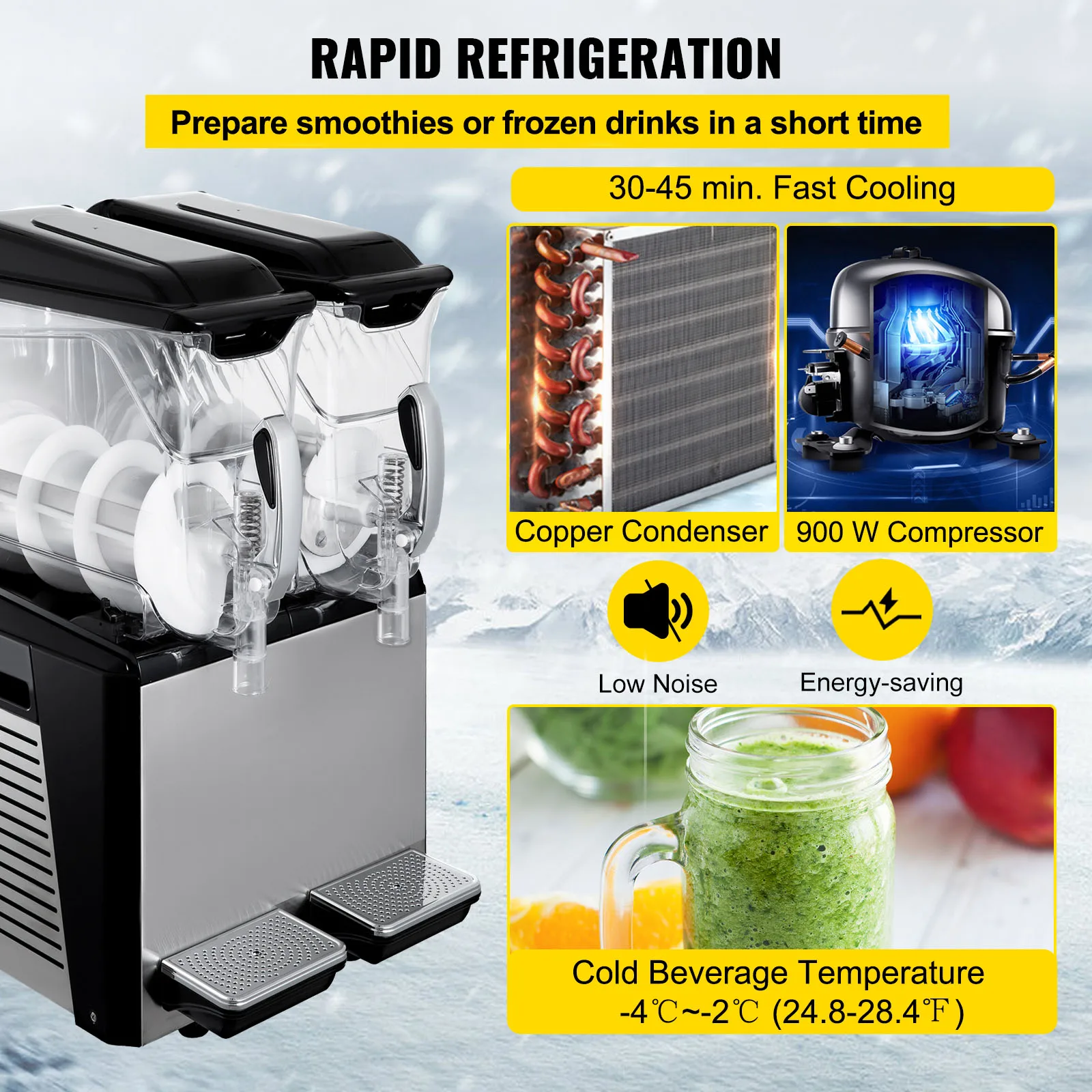 VEVOR 10L 20L 30L Slushie Machine Commercial Ice-Cool Juice Smoothie Slush Maker Frozen Drink Dispenser Vending Machine for Home 5