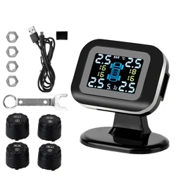 Enhanced Car Tire Pressure Monitoring and Security Alarm System with External Sensors (Black)