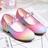 Princess Shoes for Girls Spring Autumn Glitter Fashion Kids Dress Leather Shoe Rainbow Sequins Children Party Wedding High Heels 3