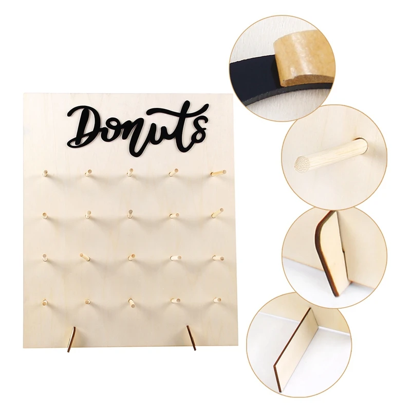 Donut Wall Stand Wooden Donut Party Decoration Doughnut Holder Wedding Party Decor Birthday Supplies Baby Shower