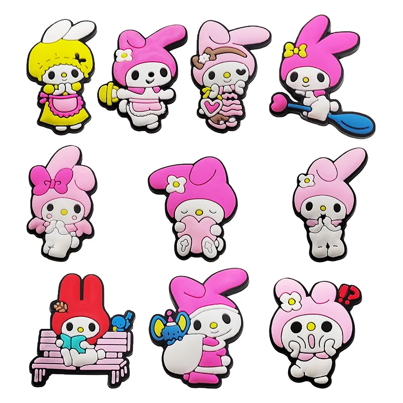 

Single sale 1pcs Sanrio My Melody Shoe Charms PVC Accessories DIY Shoe Decoration For Croc JIBZ Kids X-mas Gifts