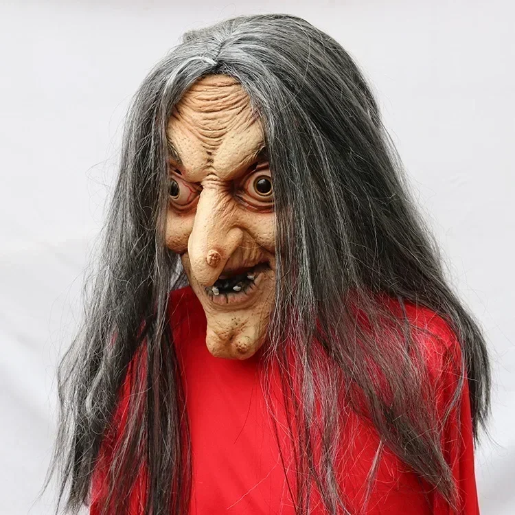 Description Picture 6 of itemEaster Simulation Witch Masks Escape Room Haunted House Female Ghost Head Covers Party Horror Witch Trick Scare Masks