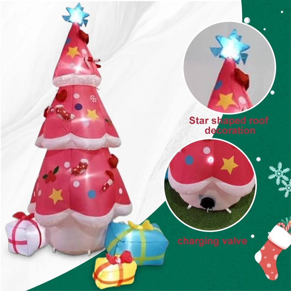 6.9FT Christmas Inflatable Tree Decor with LED Lights Lighted Blow Up Xmas Tree Blow Up Inflatable Tree for Party Holiday Xmas
