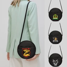 

2022 Women's Basic Cobra Pattern Printing Series Commuter Can Be Oblique Casual Round Bag Canvas Black Cosmetic Bag Reusable