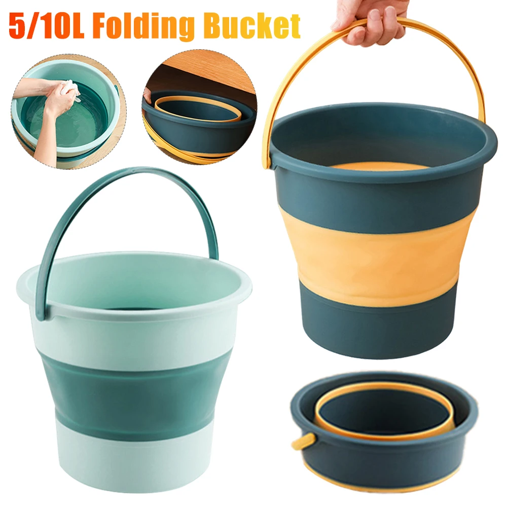 5/10L Folding Bucket Car Wash Water Storage Container Travel Bucket Bathroom Water for Indoor Outdoor Camping Fishing folding bucket