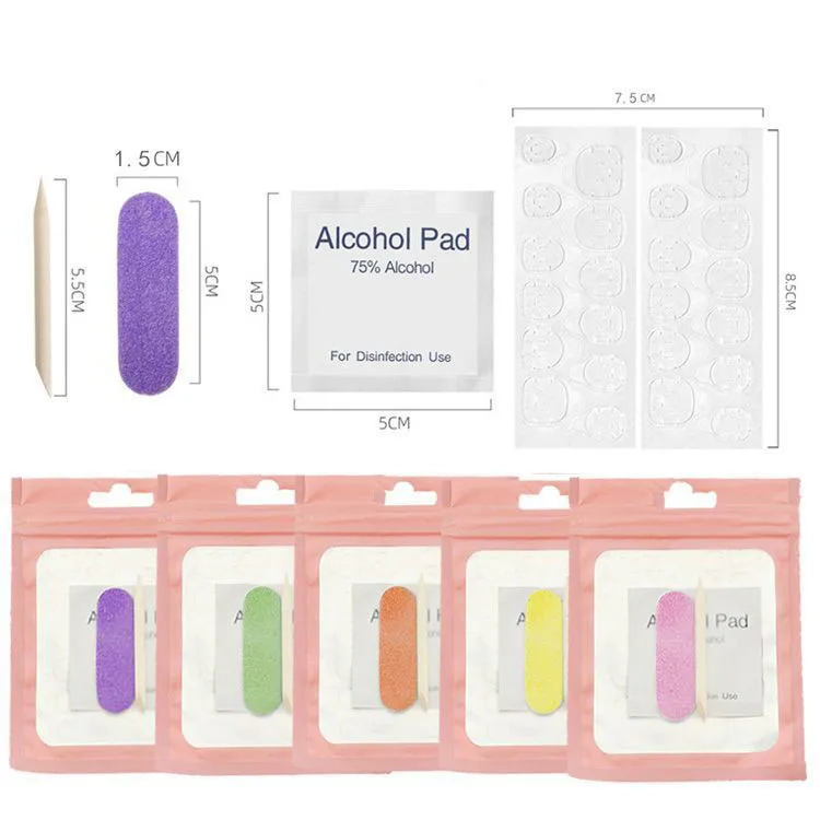 

20pcs mini manicure set pedicure kit disposable nail kit hotel alcohol prep pad sets wood nail file with jelly glue