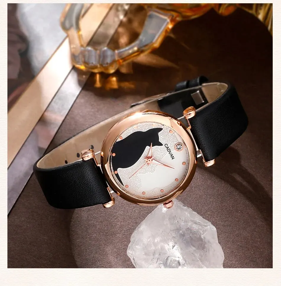 S6cbd38c70f7b4ac59a3316ca5c30cb06s 6PCS Set Women Fashion Quartz Watch Female Clock Cute Cat Dial Luxury Brand Design Ladies Leather Wrist Watch Montre Femme Mallzona