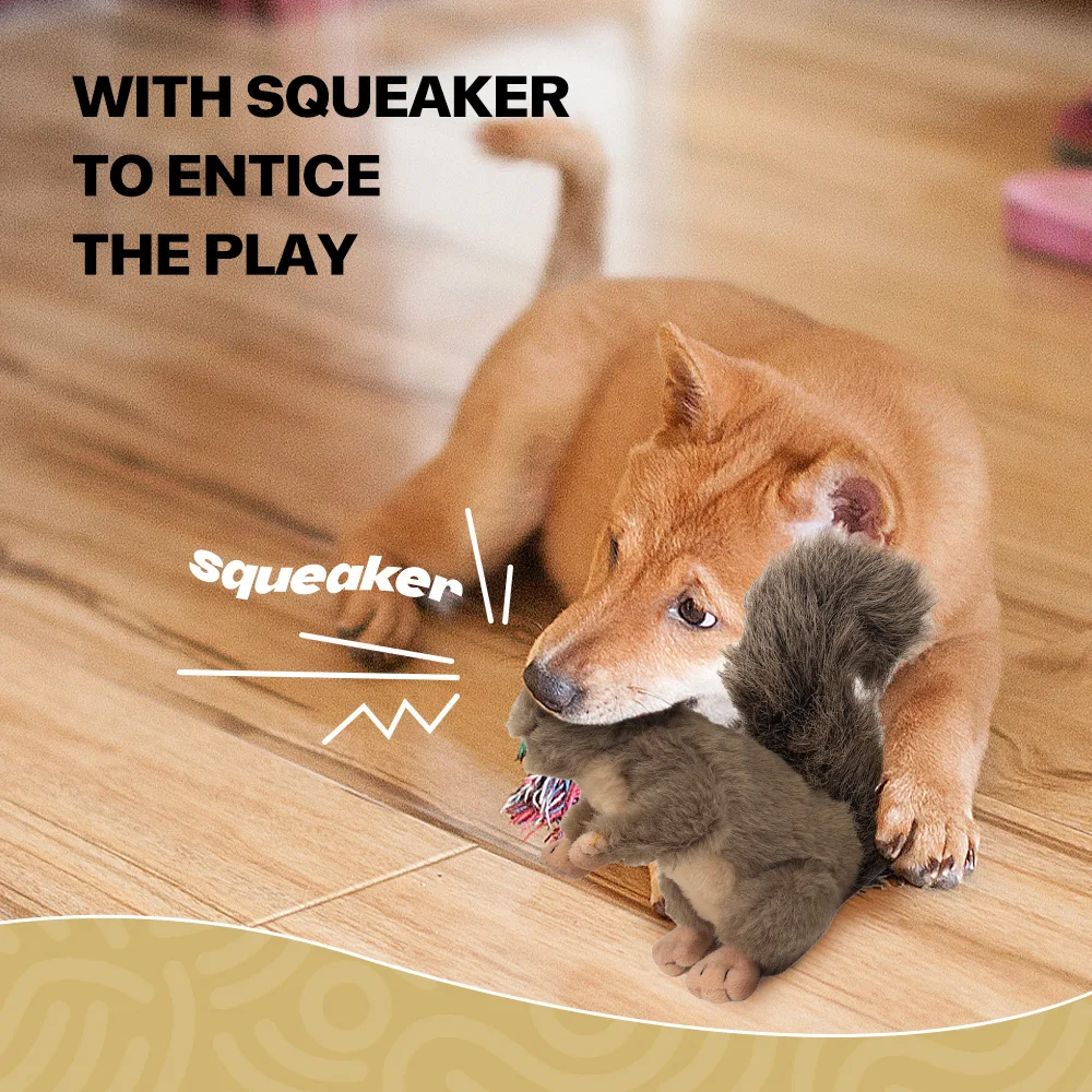 All For Paws Dog Faux Fur Squirrel Toys For Dogs Animal Realistic Squeaker Wildlife Fleece No-Toxic Dolls Pet Accessories 2