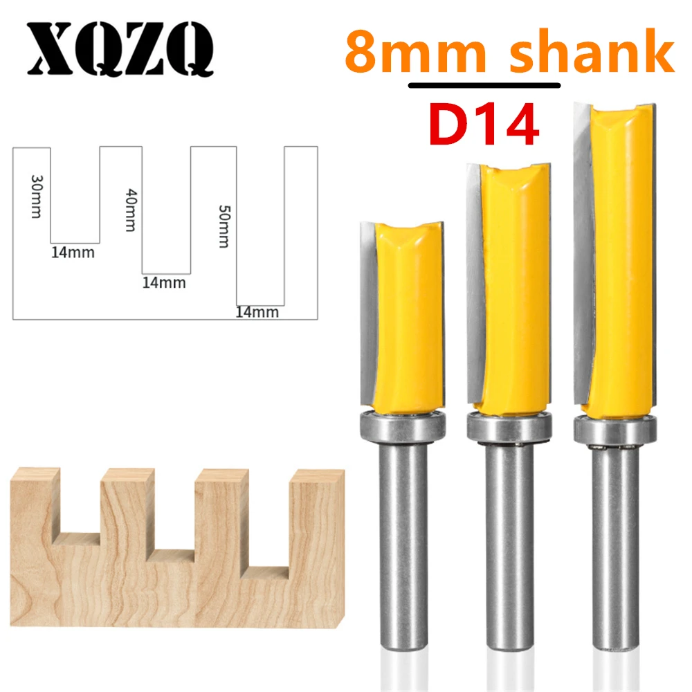 

8mm Shank Cove 14MM Pattern Bit Router Bit Carbide Cutters Woodworking Milling Cutter for Wood Bit Face Mill End Mill Tools