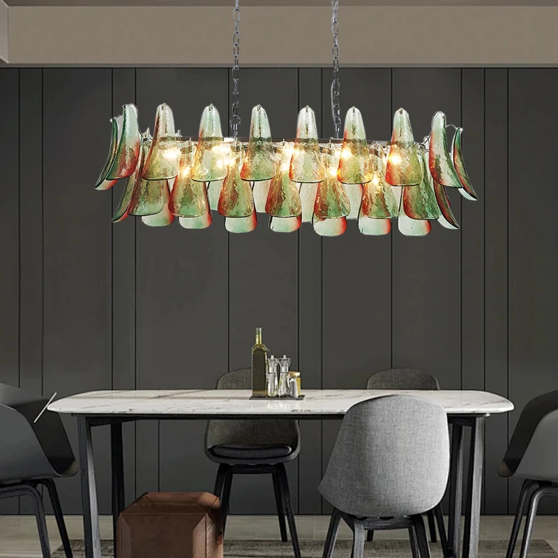 Nordic Vintage Green Glass Ceiling Chandelier Lights Designer Classic Hanglamp Lustres Lampara for Living Room Decoration