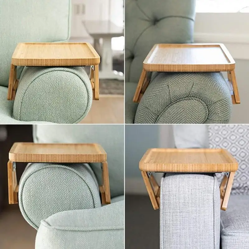 Couch Arm Table Sofa Tray Sofa Armrest Clip Table Tray Portable Sofa Armrest Clip Table Tray Armchair Organizer Bamboo Sofa Tray