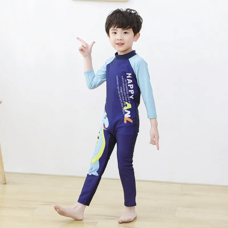 Children's Swimsuit Bathing Suits for Boys and Girls One-piece Swimsuit Cartoon Long Sleeved Beachwear Jumpsuit Surfing Suit - 3