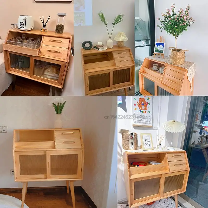 Nordic Solid Wood Sidewall Modern Minimalist Wine Cabinet Wall Shelf Cupboard Narrow Storage Cabinet Kitchen Furniture