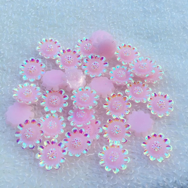12mm AB 수지 플라워 디자인 라인석 아트 라인석, DIY 웨딩 데코레이션 40pcs -B08