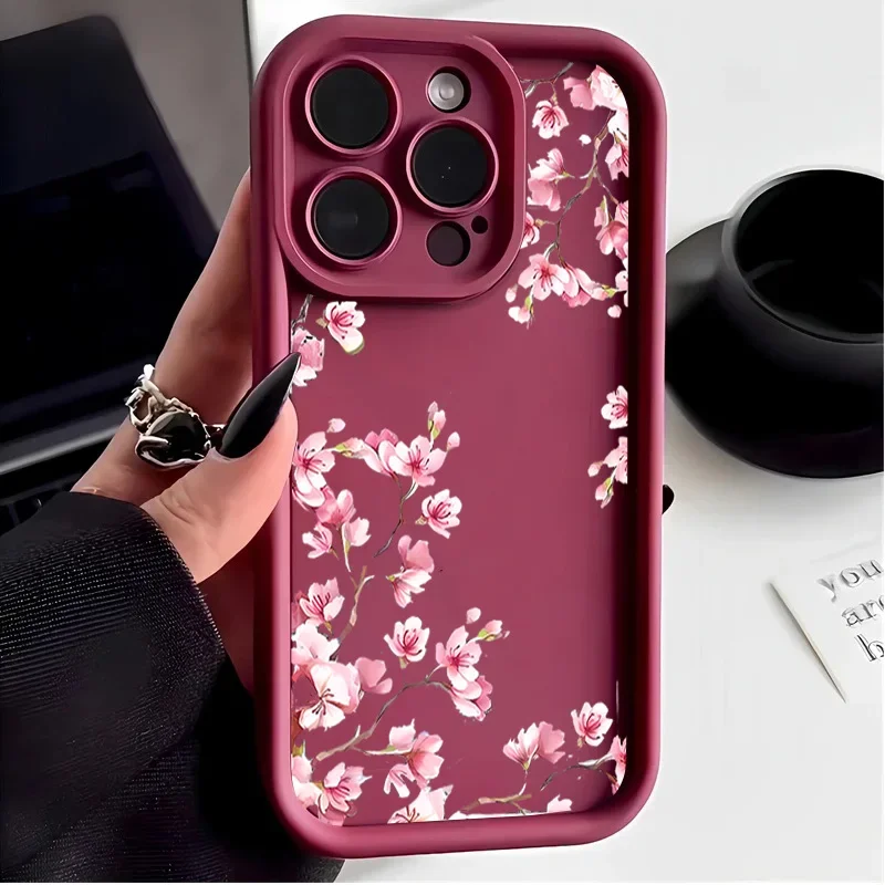 Elegant Pink Magnolia Blossom Silicone Case Cover