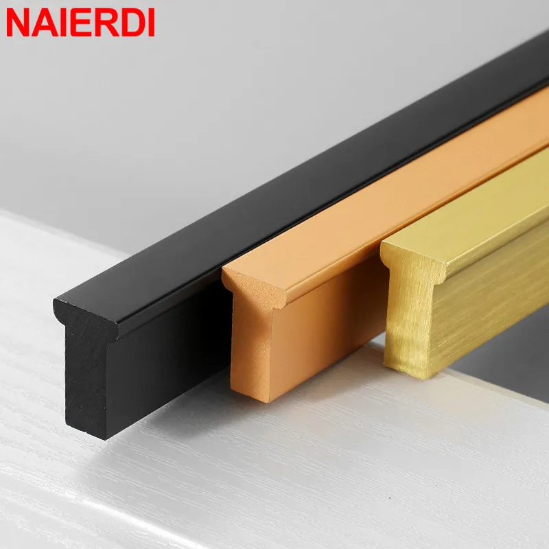 NAIERDI อเมริกันง่ายสีดำอลูมิเนียมเฟอร์นิเจอร์ Handle 1000Mm ยาวห้องครัวตู้ประตูดึงลูกบิดลิ้นชักตู้จับ 1