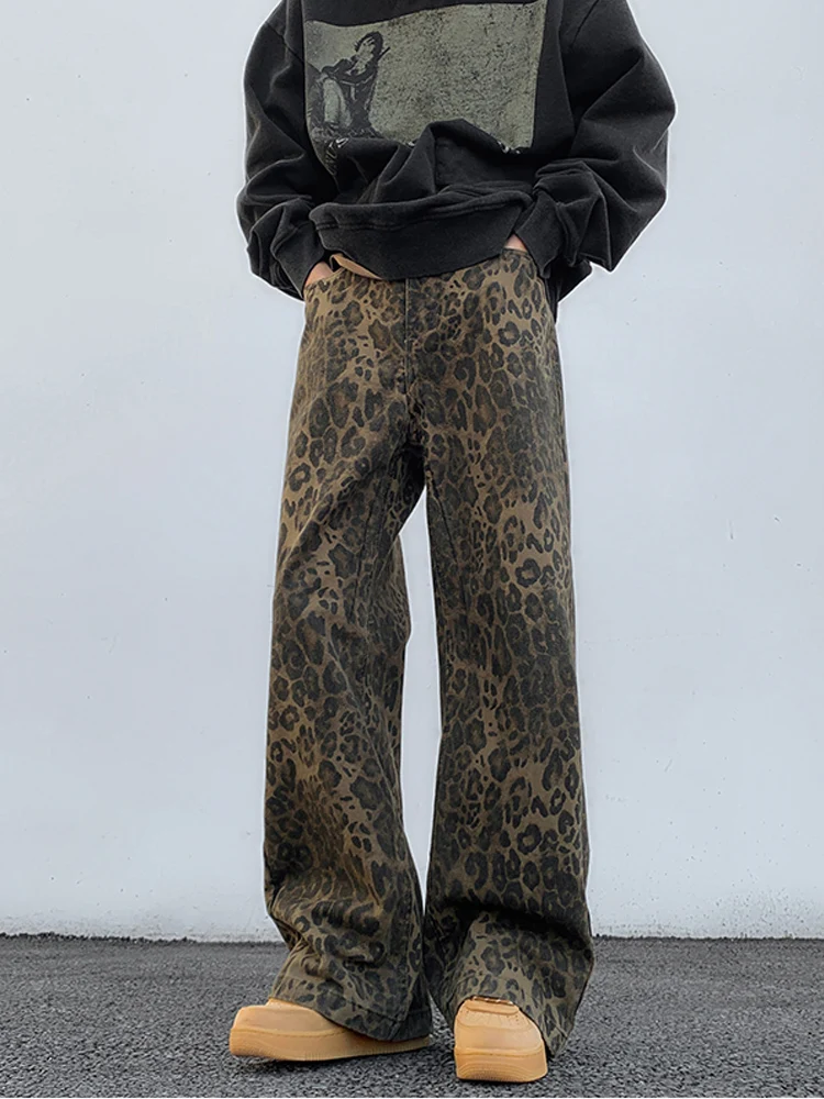 Leopard Print Baggy Jeans Women Y2k Wide Leg Denim Oversized Trousers Streetwear Loose Vintage Oversized Hip Hop Designer Jeans