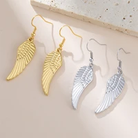 Boucles d'oreilles ailes d'ange pendantes en acier inoxydable, longues plumes créatives pour femmes, bijoux élégants, cadeaux 5