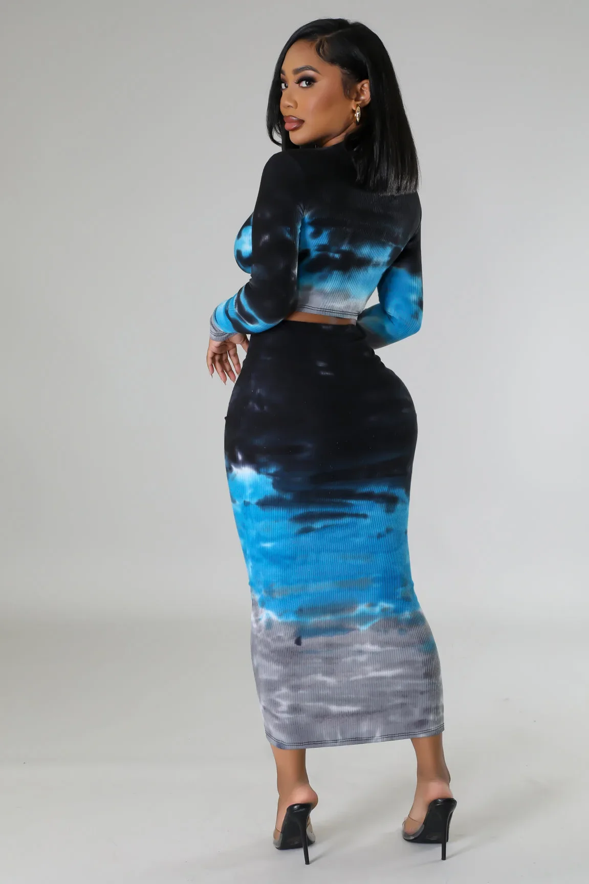 Casual Sets for Women Two Pieces Print Long Sleeves O Neck Skinny Tops New in Matching Suit Spring Autumn Pencil Long Dress Sets