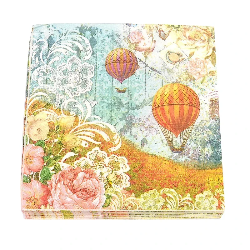 Hot Air Balloon Coloured Napkins Wedding Placemat Paper Rose Wine Glass Flower Arrangement Paper Hotel Mouth Cloth Towel paper napkins disposable paper placemats