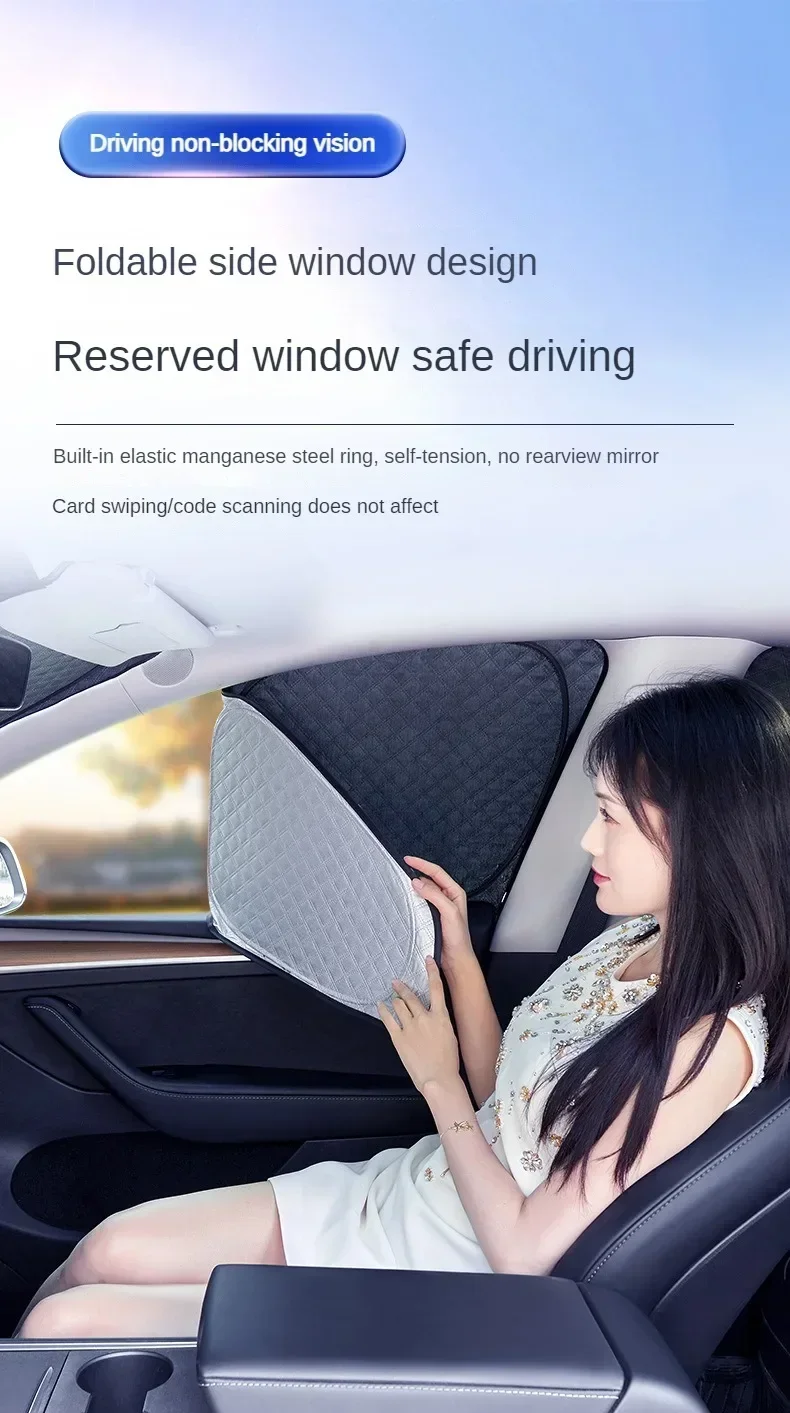 Upgrade des Datenschutz-Sonnenschutzes für Tesla New Model 3 Y 2025 2024, Sonnenschutz für die vordere Seitenfenster, Windschutzscheibe, Blindschattierung, Outdoor-Camping – Detail 3