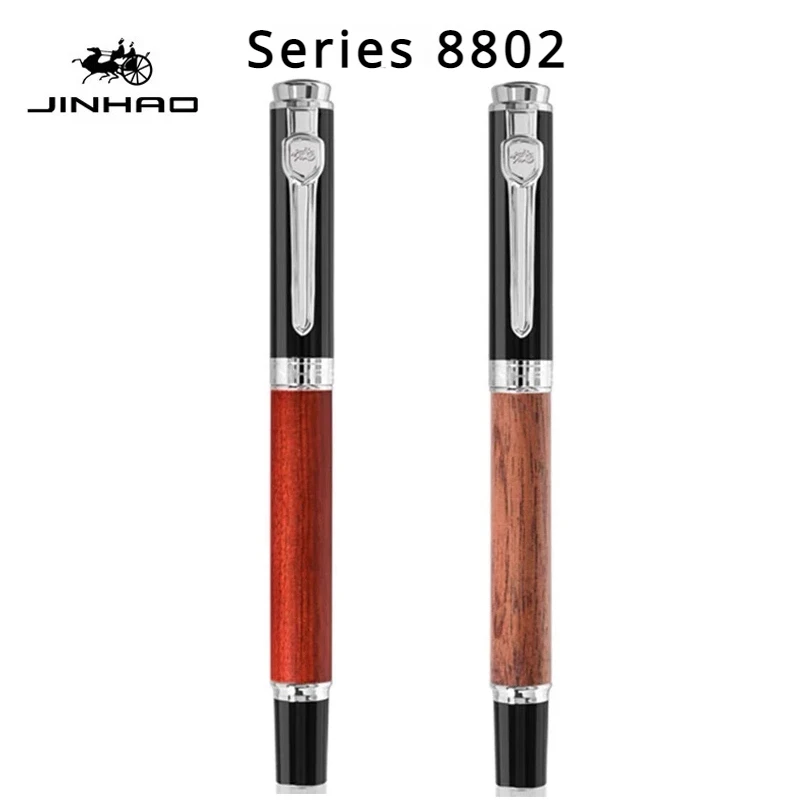 JINHAO 8802 나무 만년필 필기펜, EF F M 구부러진 펜촉, 캘리그라피 펜, 학생 비즈니스 사무실 학교 용품 문구