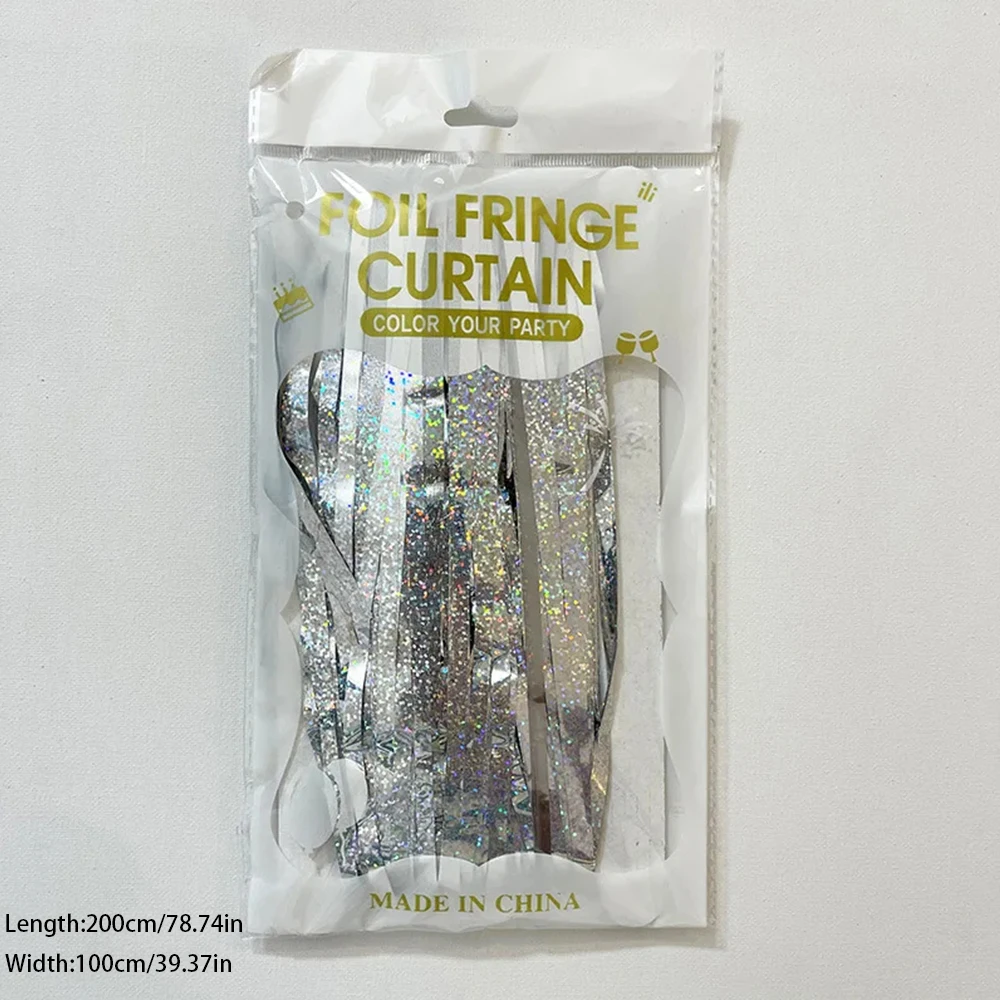 Shimmering Metallic Tinsel Foil Fringe Curtain For Party Decor 17