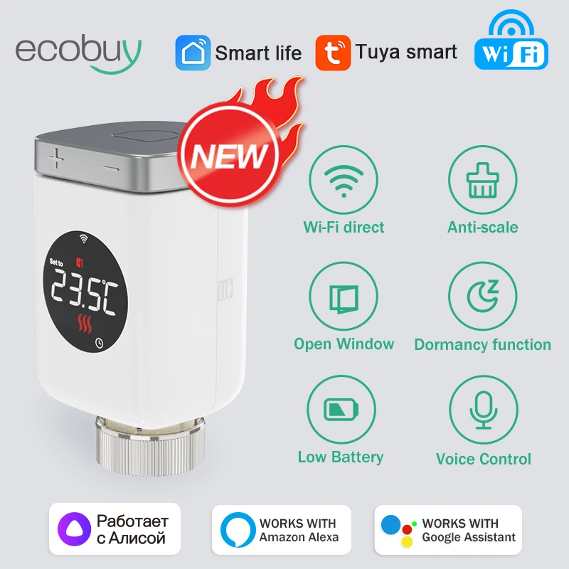 

Tuya Smart Wifi Thermostatic Head Radiator Valve Actuator Heating Temperature Controller Smart Life Alexa Google Home Alice