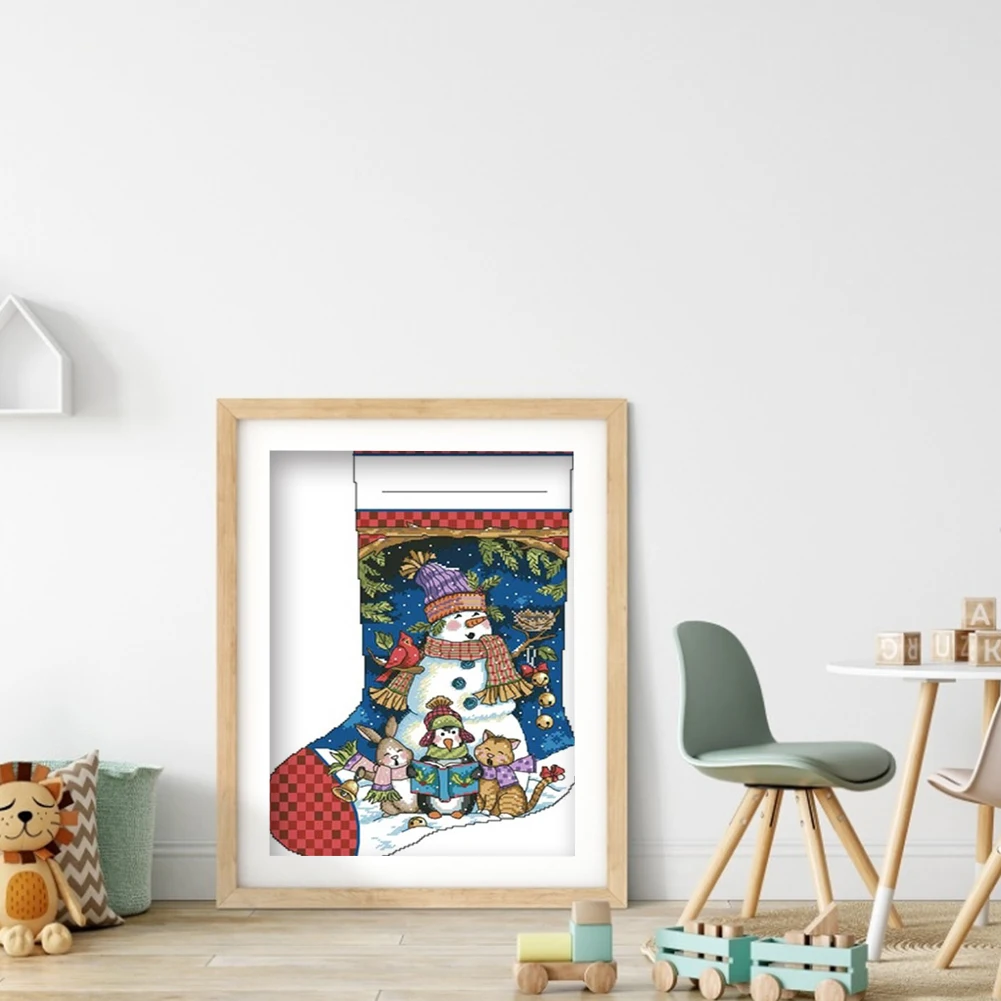 Cross Stitch Kits DIY Cross Stitch Partial Embroidery Kit Stamped Christmas Stocking Hanging Gift