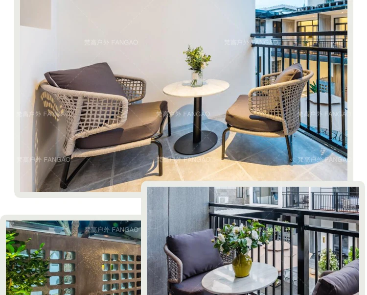 Nordic Outdoor Stainless Steel Sofa Coffee Table Combination Living Room Courtyard Hotel Garden Aluminum Alloy Outdoor Sofa