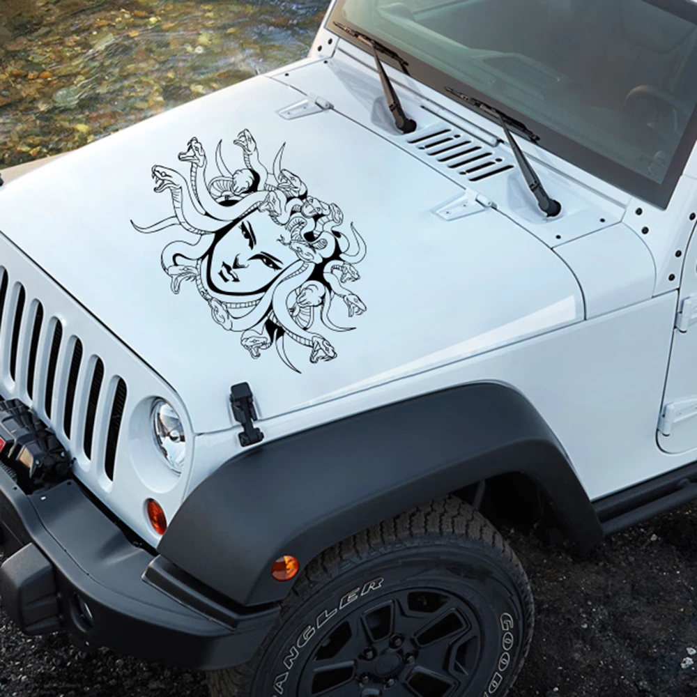 

Cartoon Medusa Face Villain Monster Hood Car Sticker Decal Anima Manga Door Side Body Auto Vehicle Vinyl Decor