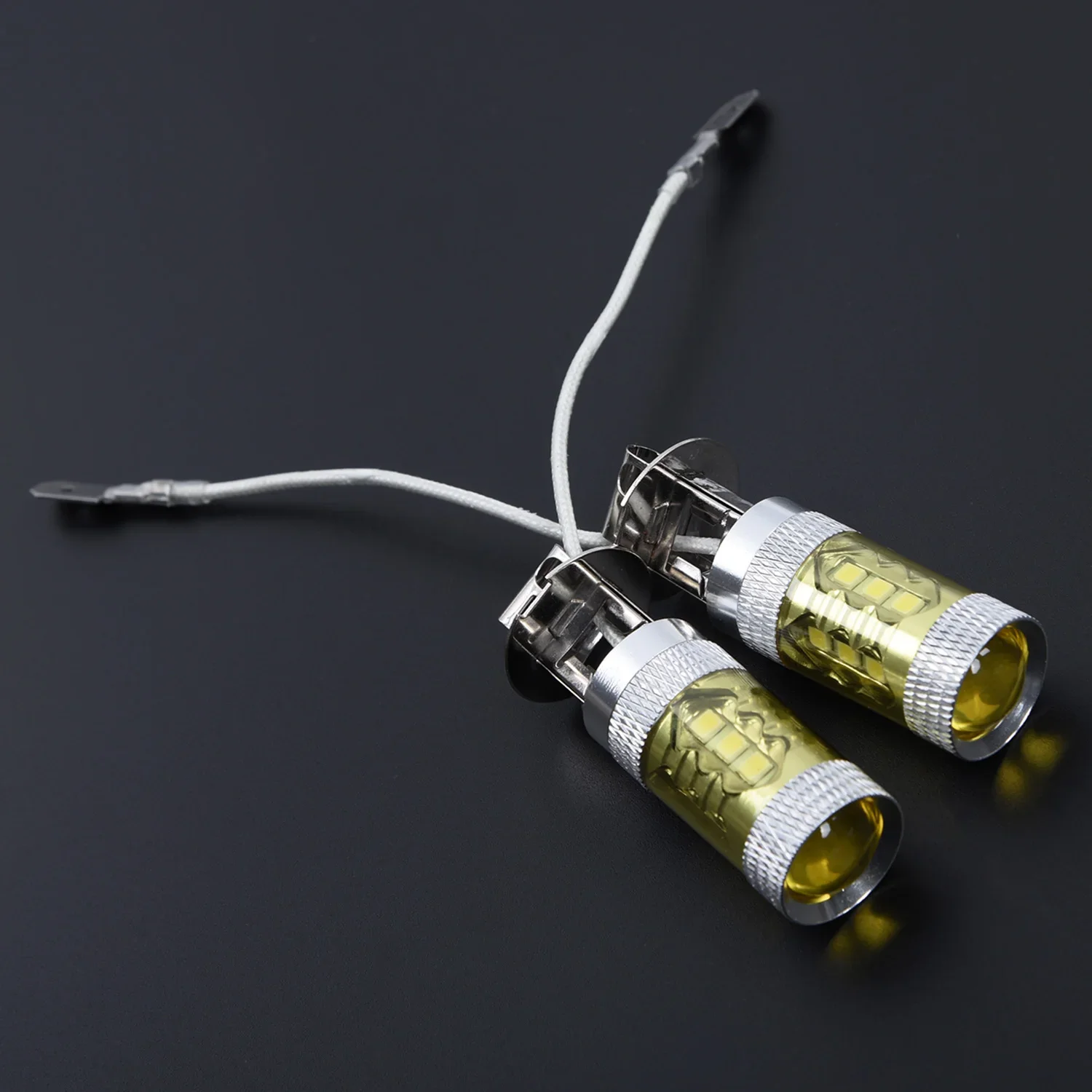 LED 자동차 안개등 전구 노란색 고출력 트럭 자동차 액세서리, 12-24V H3 80W 16 SMD, 2 개