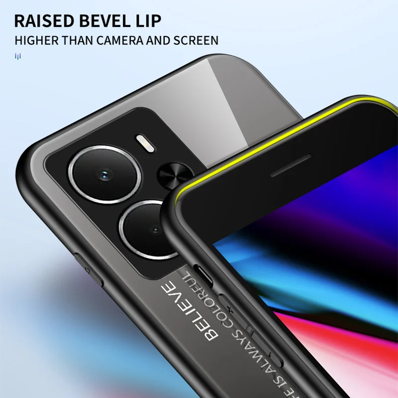 Gradient Tempered Glass Phone Case with Silicone Bumper