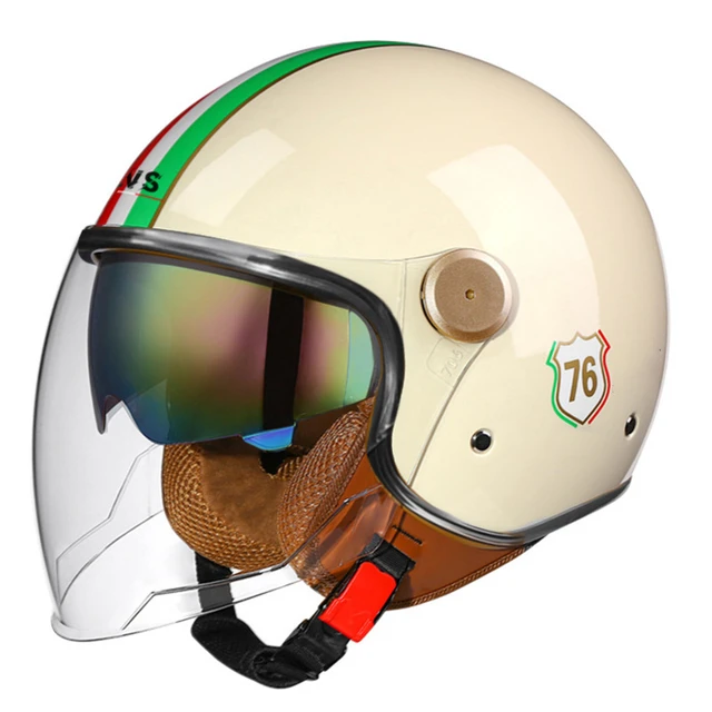 Lightweight Vintage Motorcycle Helmet With Dual Visor Motorbike Riding 3/4 Open Half Helmet Retro Casco Moto 3C & Dot 2