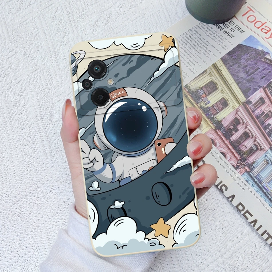 Astronaut Flower Soft Liquid Silicone Full Protection Anti-Drop Back Cover