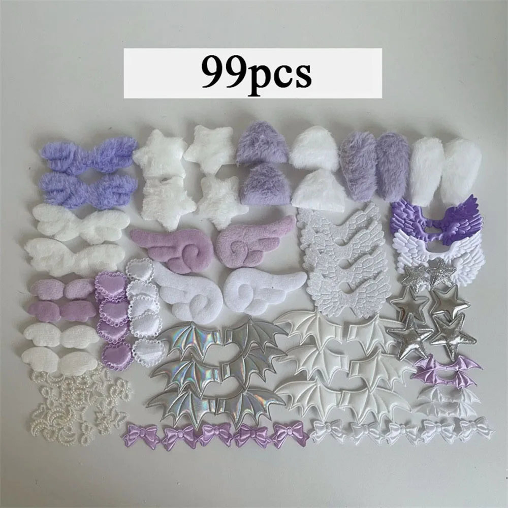 Colorful Pink Bow Lace DIY Decoration Kit with Plush Ear Accessories