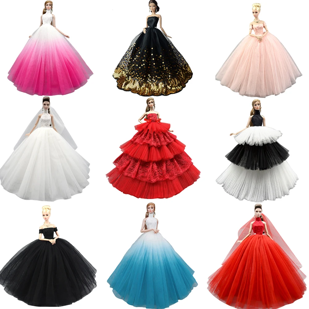 Hot sale 1 Pcs Wedding Dress For Barbie Doll Baby Toys  Princess Doll Evening Dresses Clothes For 1/6  Doll Accessories JJ new 4 hoops petticoats waistband hollow out cage for ball gown wedding dresses underskirt bridal accessories crinolines skirts