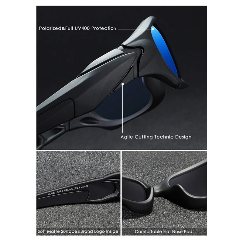 KDEAM Polarized Sports ۶ Lenes for Men   Ÿ ޸  Ȱ Night Colorful Mirror