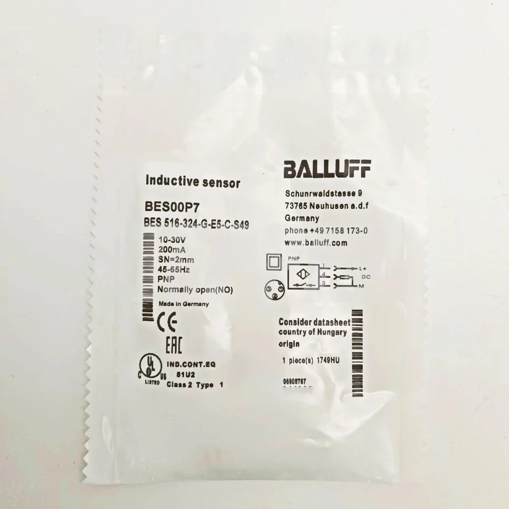 

Индуктивный датчик приближения BALLUFF BES 516-324-G-E5-C-S49, 1 шт.