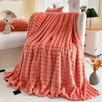 New Bubble Fleece Blanket - Solid Color Rolled Edge Cover Blanket Soft and Comfortable Bedding 150x200 180x200 200x230 1