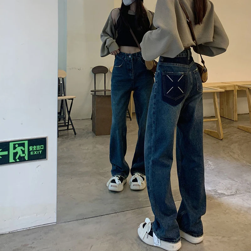 

ILARES Streetwear Korean Fashion Pant Jeans Women Vintage Clothes Y2k Female Clothing Jeans Woman High Waist Women's Pants Baggy